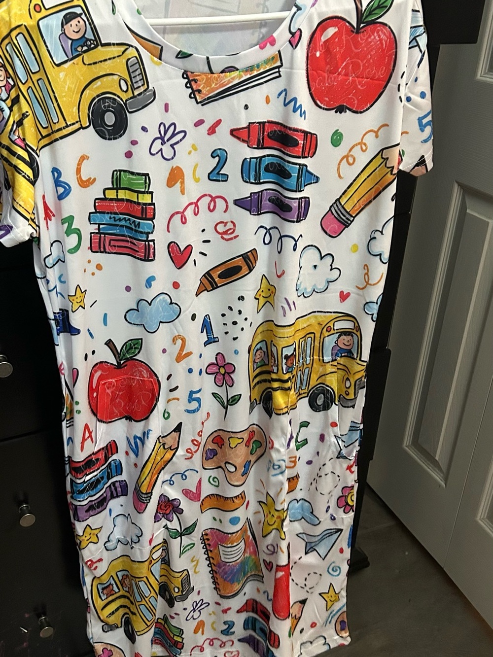 School Supply Print Maxi Dress - Colorful Back-to-School Motif